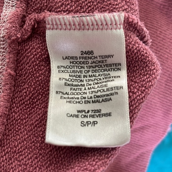 Mossy Oak    French Terry   Full zip Hoodie EUC   Dusty Rose/White    Size S - Picture 12 of 16